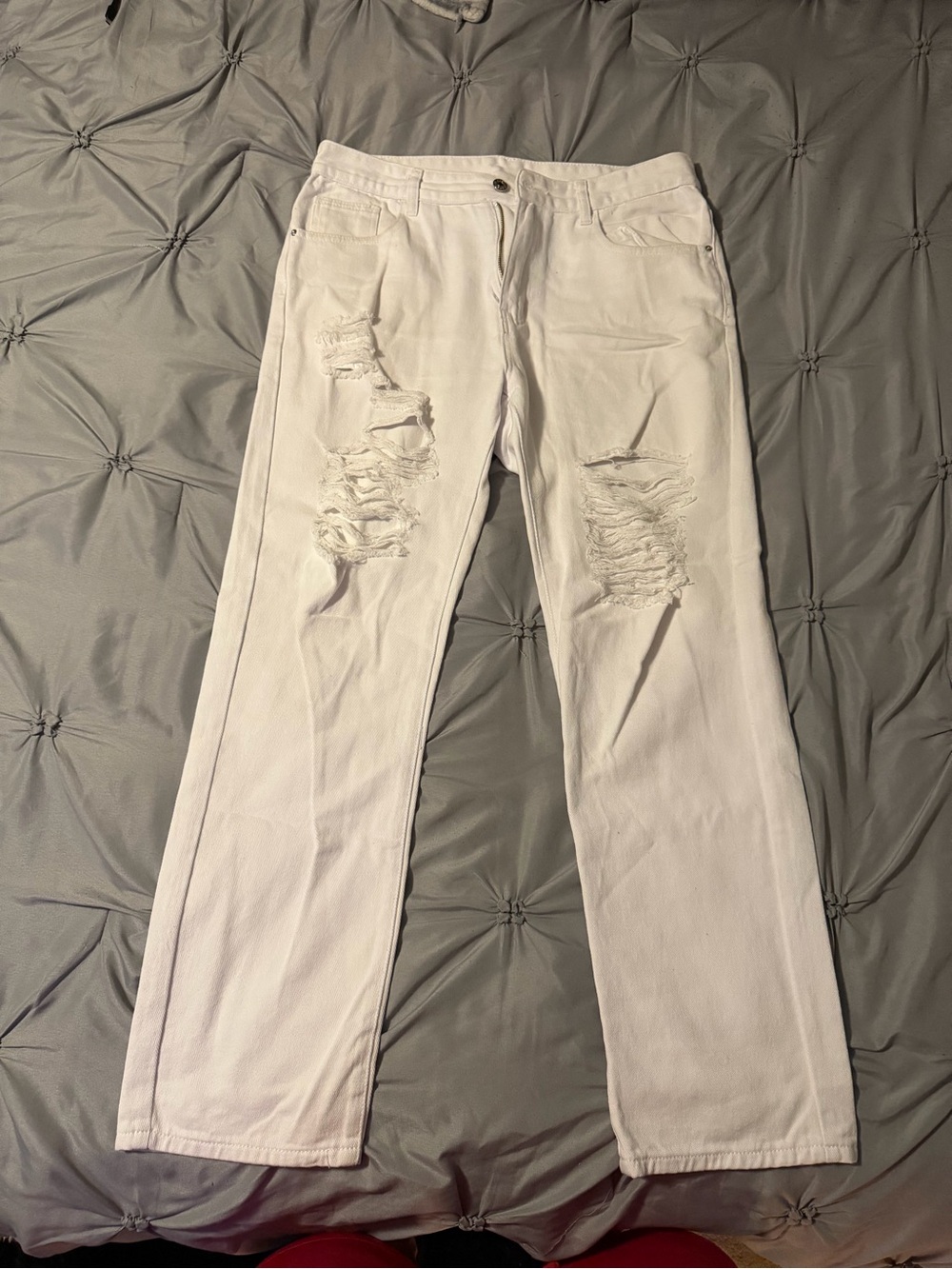 SHEIN White Distressed Men’s Straight Jeans